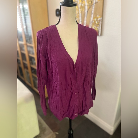 Ava & Viv - bright lilac purple v-neck long sleeve cardigan - Picture 1 of 7